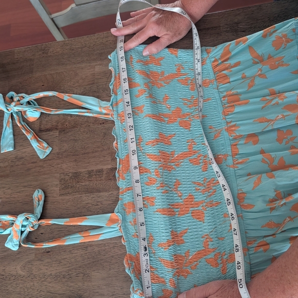 Elegant Floral Maxi Dress in Blue and Orange - Picture 9 of 10